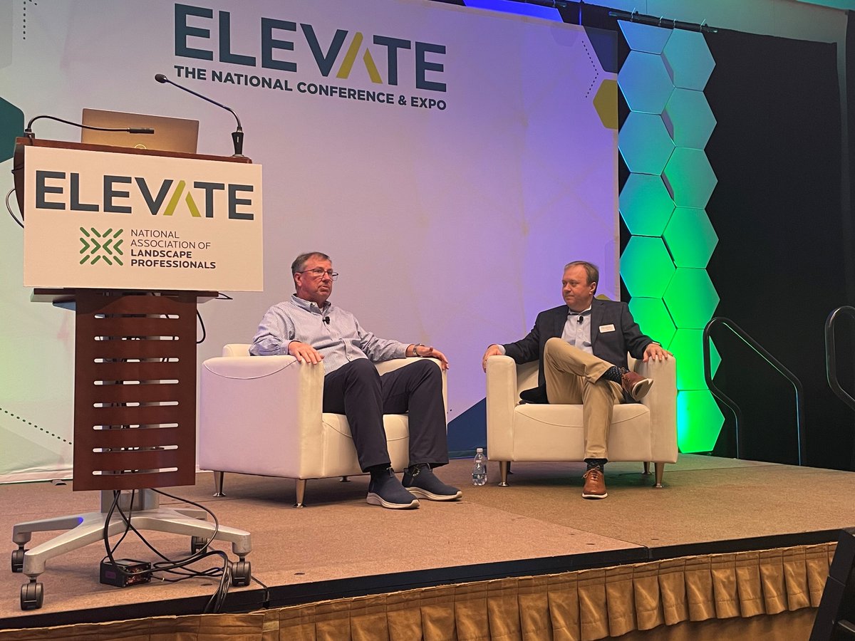 BrightView's tweet image. At @the_nalp&apos;s national convention in Phoenix, our President &amp;amp; CEO, Dale Asplund, joined NALP CEO Britt Wood for a fireside chat on the state of the landscaping industry. Their discussion highlighted what drives our work—retention, growth, and creating fulfilling careers.