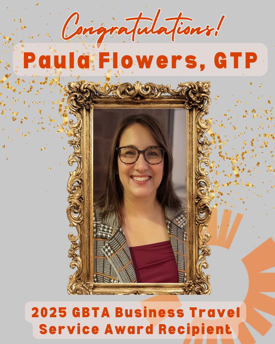 GBTAMichigan's tweet photo. GBTA | Michigan is proud to celebrate Paula Flowers, GTP, as a 2025 GBTA Business Travel Service Award recipient! 🧡 Her leadership and impact on our industry are outstanding. Congrats, Paula! 👏✨
#GBTAMichigan #BTSA #BusinessTravel #TravelProfessionals #CongratulationsPaula https://t.co/TJG7lrc3oF