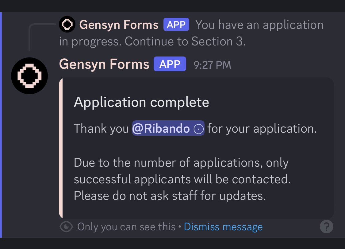 Just completed my application for the <a href="/gensynai/">gensyn</a> pioneer program.

Hope the team recognize my consistency and contributions 🙌