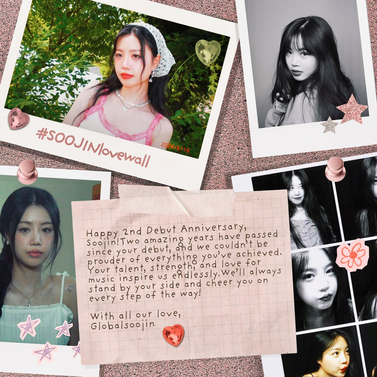 To celebrate SOOJIN’s debut Anniversary on November 8th. We have decided to create #SOOJINlovewall. This is a hashtag to share your love to SOOJIN. Don’t be shy to share your favorite food, dance, and pictures that remind you of her. 

#SOOJIN #수진