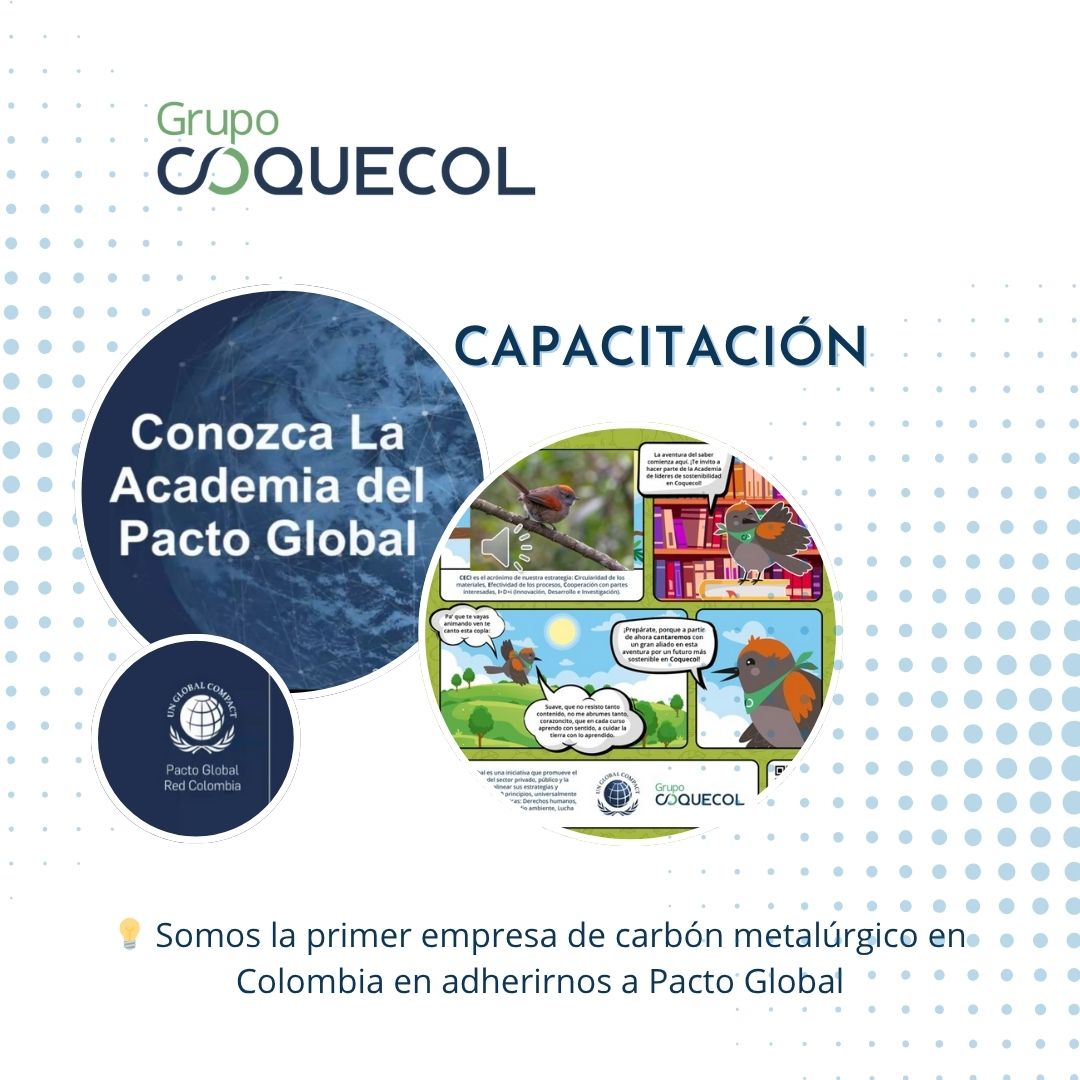 🎓 En alianza con <a href="/pactocolombia/">Pacto Global Red Colombia</a> hemos alcanzado la capacitación del 54% de los colaboradores, los cuales continúan participando en rutas de aprendizaje especializadas en Derechos humanos, economía circular, cambio climático, anticorrupción, equidad de genero y finanzas verdes.