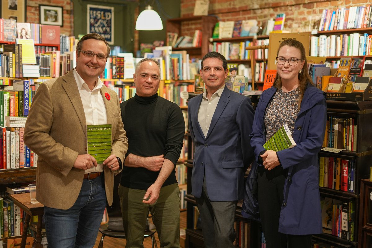 TeamworkMWSP's tweet image. We were privileged to join the launch of Marcello Di Cintio (@DiCintio)&apos;s latest book, Precarious: The Lives of Migrant Workers, last night at Biblioasis Bookshop (@BibBookshop). Hearing Marcello share his insights, challenges, and the powerful stories of the Temporary Foreign…