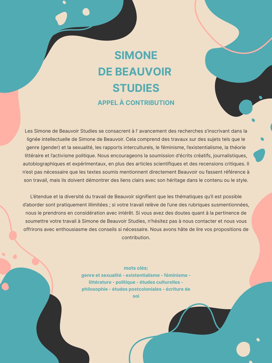 Revue - Simone de Beauvoir Studies - Journal tweet media