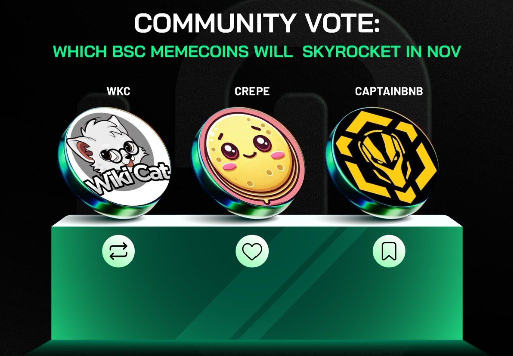 🚀 COMMUNITY VOTE:  🗳 ✨
🔥
VOTE NOW: 💬 Comment | 🔁 Repost |❤️
Which #BSC Memecoin Will Skyrocket in November?
After $GIGGLE explosive rally and the rise of local narratives, attention is shifting toward the next wave of potential 10x plays on Binance Smart Chain.

Here are