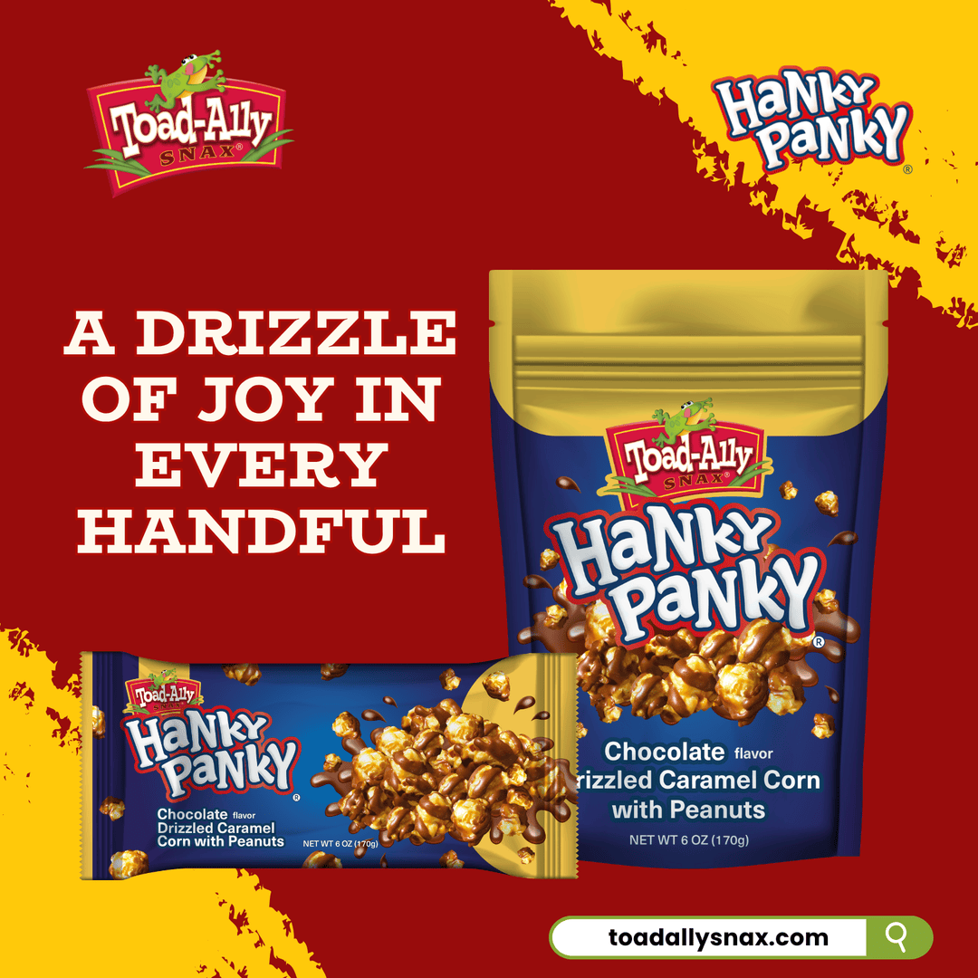 ToadallySnax's tweet image. Crunchy caramel corn, roasted peanuts, and a chocolaty drizzle—it’s everything your taste buds crave when sweater weather hits. Grab a handful (or two) and let the snacking fun begin!

Shop now: toadallysnax.com

#toadallysnax #snacktime #sweetandsalty #hankypanky