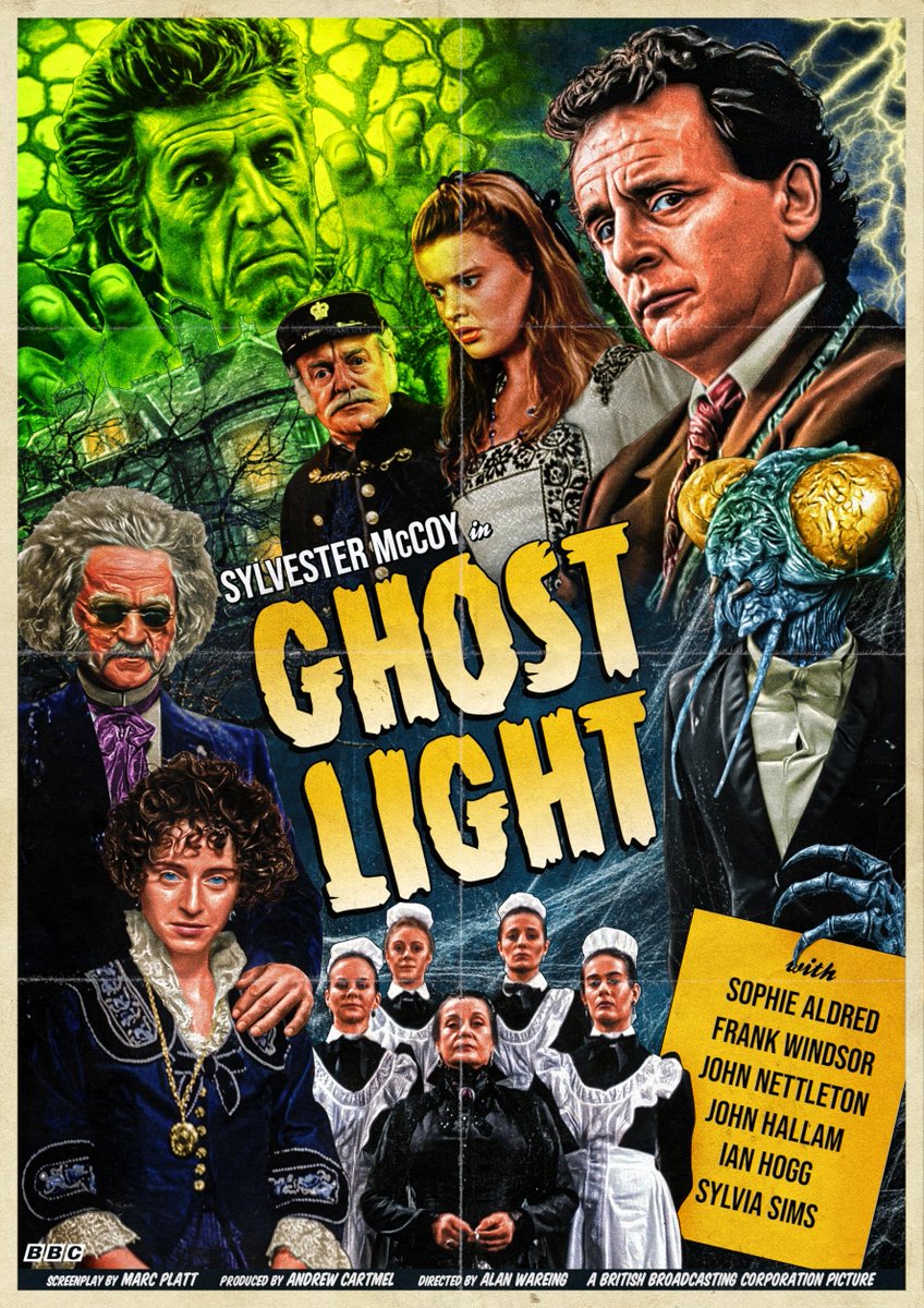 ArkyJono's tweet image. A retro style film poster for #DoctorWho Ghost Light, the perfect episode for a winter&apos;s evening: