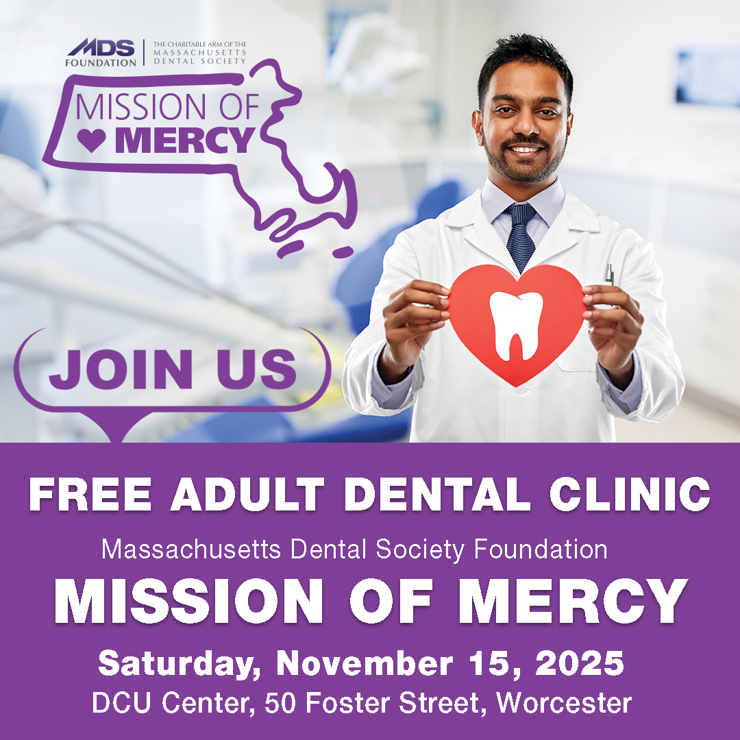 MassDental's tweet image. The Massachusetts Dental Society Foundation is holding a FREE Adult Dental Clinic called Mission of Mercy (MOM) on Saturday, November 15, 2025, at the @DCUCenter in Worcester for uninsured and underserved communities. Learn more at massdental.org/mom.