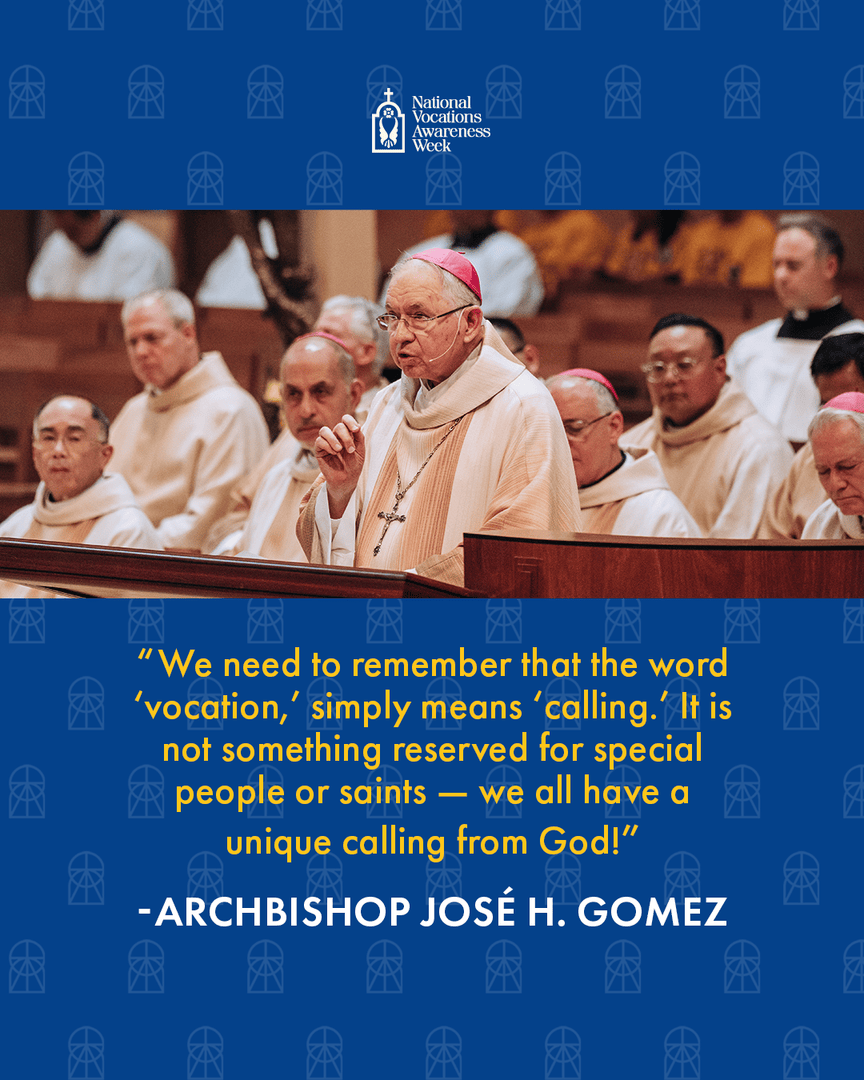 lacatholics's tweet photo. This #NVAW (National Vocations Awareness Week) @archbishopgomez encourages us to listen for our calling from God — each one of us has a vocation!
👉 Swipe to check out his 'stats'! https://t.co/gJTA7VVvb5