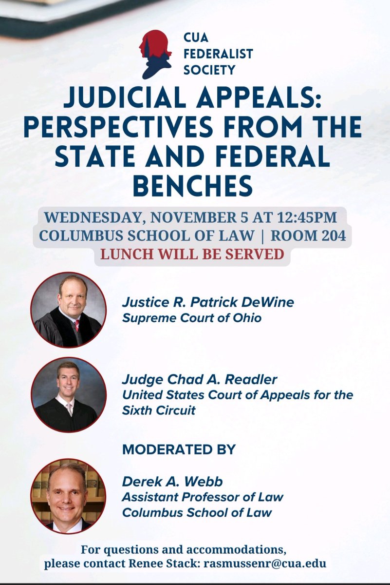 Great to be part of a conversation at the Columbus Law School at Catholic University today with Judge Readler and Professor Webb.