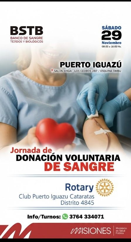 🩸 Se necesitan donadores de sangre para María Irma Galeano 🩸

El sábado 29 de noviembre, el Banco de Sangre, Tejidos y Biológicos de Misiones llevará adelante una jornada de donación voluntaria en el Salón Ahgai (Los Cedros 287, esquina Ombú), en Puerto Iguazú.