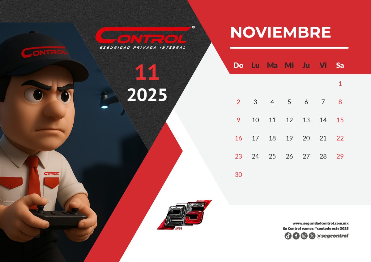 segcontrol's tweet image. 🌟 ¡Bienvenido, noviembre! 🍂

Un nuevo mes para seguir cumpliendo metas, superar retos y mantenernos con todo el espíritu Control.
Organiza tus días, revisa fechas clave y prepárate para cerrar el año con la mejor actitud. 💼🔥

#ConTodoControl #SomosControl #ActitudPositiva