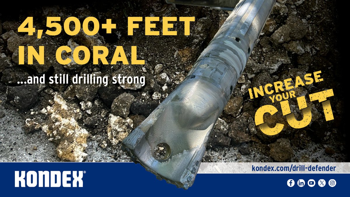 When tough conditions like coral won't quit, neither should your tooling.💪
This Miami driller running Kondex Drill Defender tooling in coral knocked drill times down and saw increased footage with minimal wear.
👉Read more <a href="/TrenchlessTech/">Trenchless Technology Magazine</a>: trenchlesstechnology.com/kondex-simplif…
#HDD #Utility