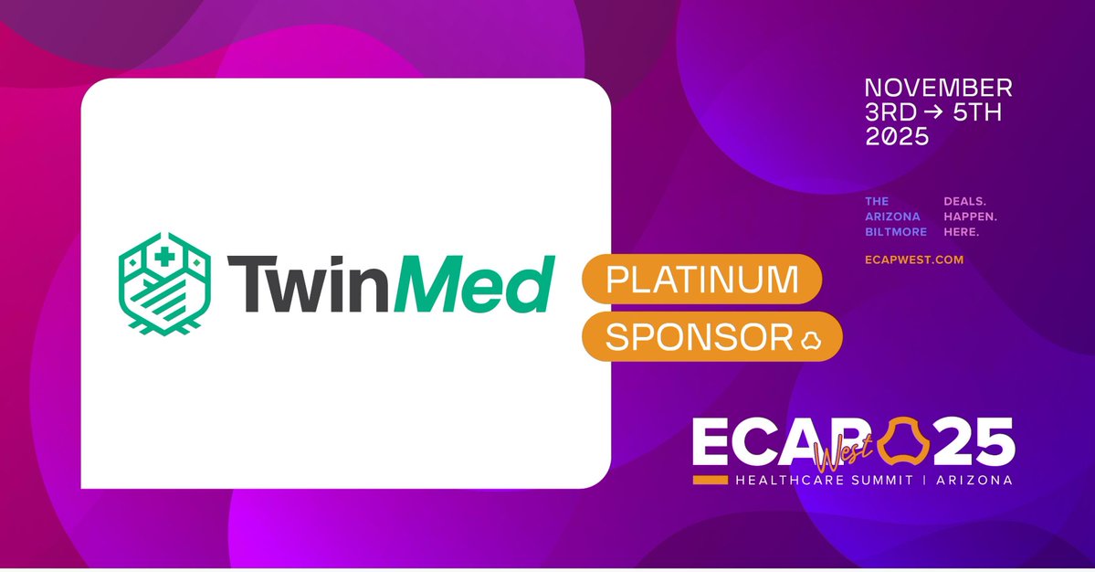 TwinMed's tweet image. This has been a very busy week for us as we&apos;ve had @TwinMed reps at three different trade shows across the country.

First, we had an amazing time the last few days as a Platinum Sponsor at the ECAP West 2025 Healthcare Summit in Arizona.

Deals definitely happened there!

#ECAP