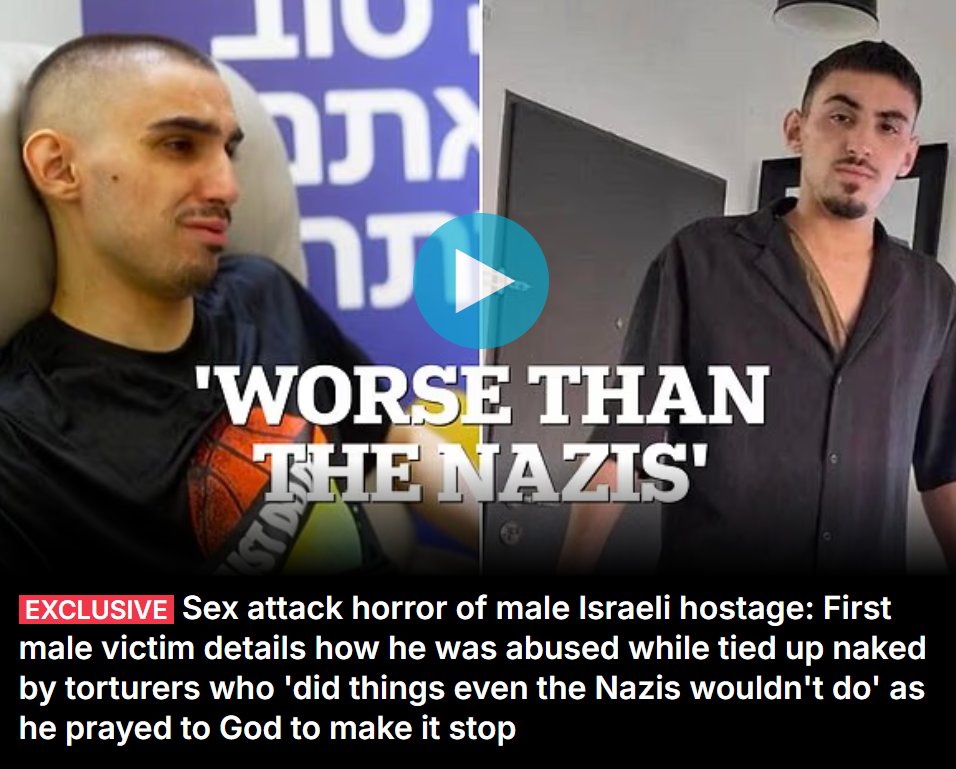 Captivity survivor Rom Braslavski, 21, took the courageous step of sharing horrifying details of the torture he endured during his 738 days in Hamas terrorist captivity. 

Sex attack horror of male Israeli hostage: First male victim details how he was abused while tied up naked