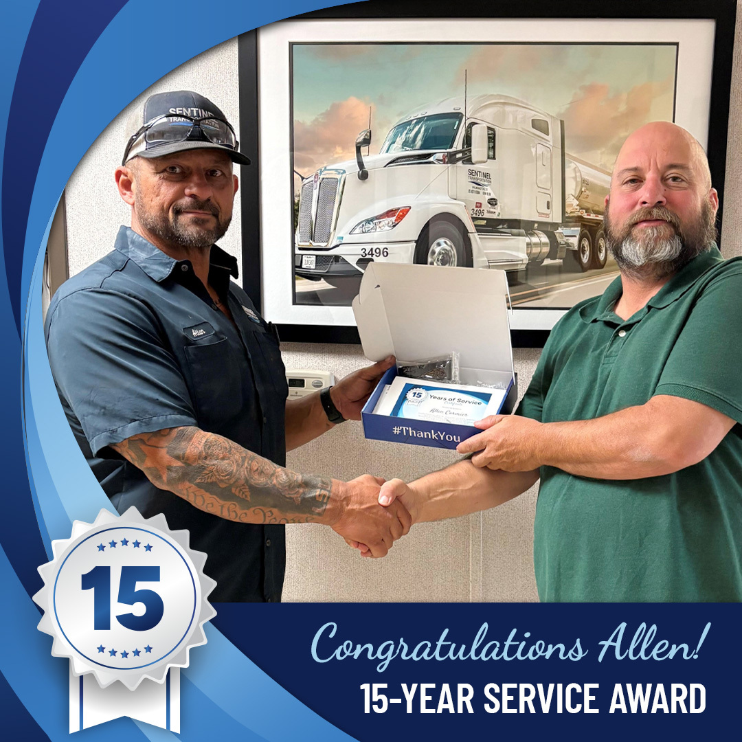 sentinel_trans's tweet image. Let’s hear it for Allen C! Allen just received his 15-year service award. That’s fifteen years of dedication, safety, and a positive attitude. We can’t wait to celebrate Allen for many years to come.

Way to go, Allen!