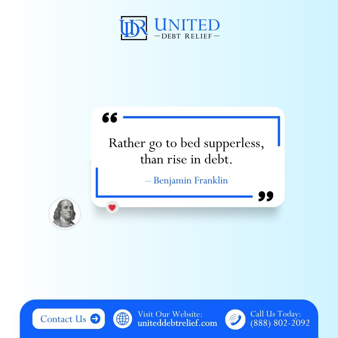 UtdDebtRelief's tweet image. Franklin’s words remind us that true wealth isn’t about possessions, it’s about freedom. If your nights are restless because of debt, we&apos;re here for you. #UnitedDebtRelief #DebtSettlement #DebtResolution #DebtReduction #DebtRelief #FinancialFreedomJourney