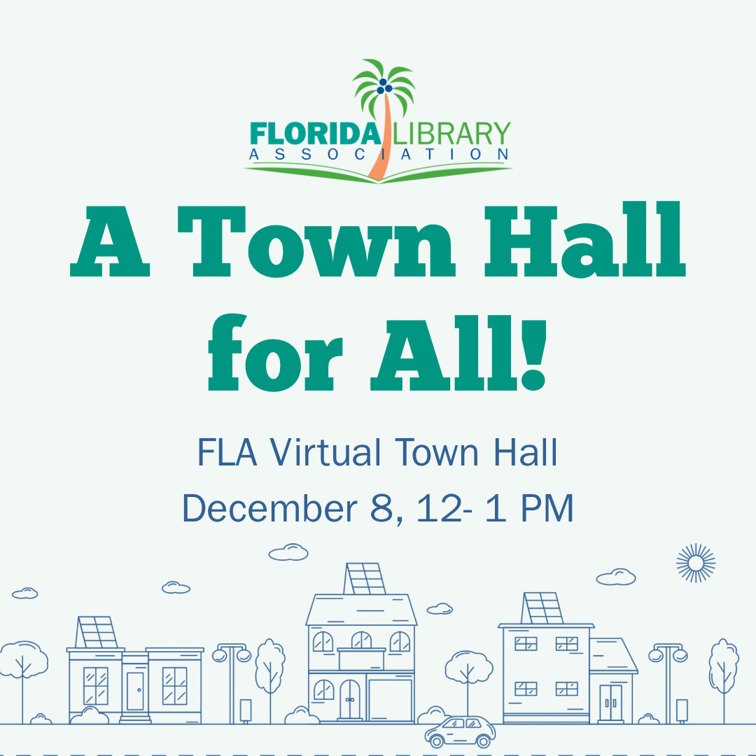 The FLA Town Hall for All is your chance to connect with leadership, get year highlights, and ask questions. Dec 8, 12-1 PM on Zoom.
All library professionals are invited to the conversation! Register: loom.ly/Eh6B8RY

#FloridaLibraries #FLA #LibraryProfessionals