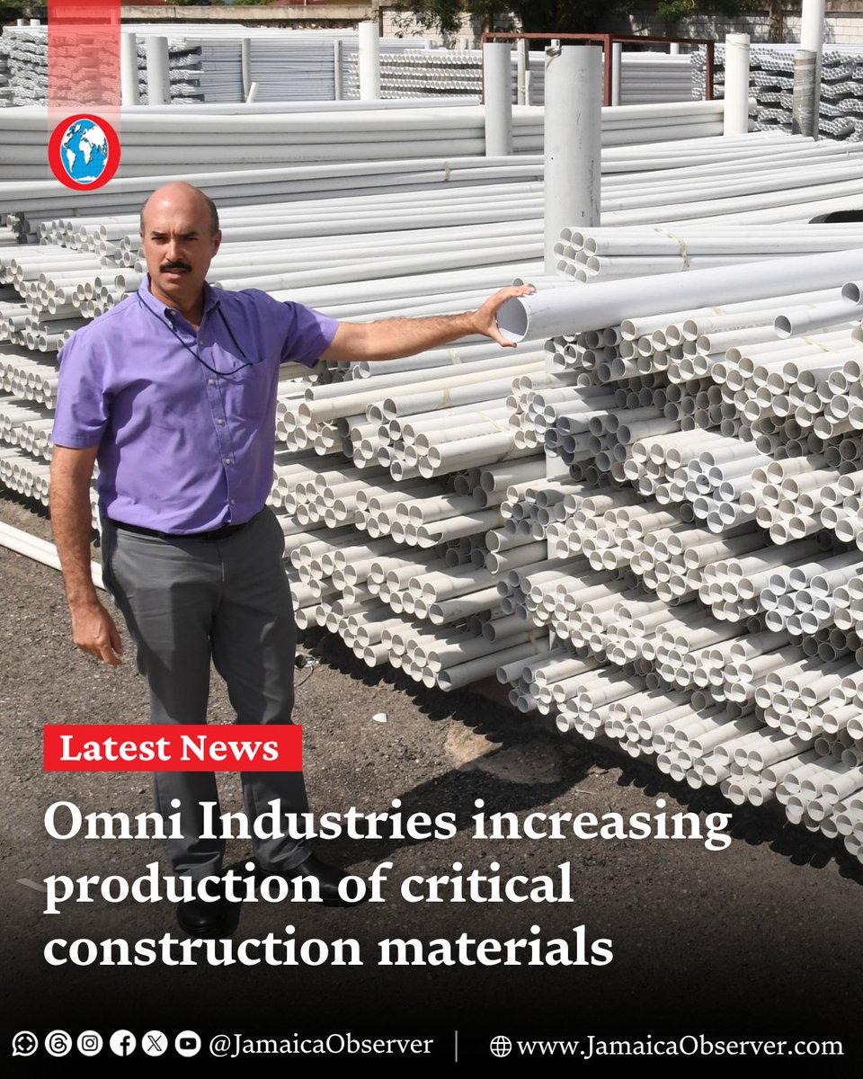 JamaicaObserver's tweet photo. As Jamaica enters recovery mode following Hurricane Melissa, Omni Industries Limited says it is ramping up its production and distribution of essential construction materials, such as zinc and PVC pipes.

The company said the hurricane caused only minimal impact to its facilities at Twickenham Park, St Catherine and no long-term disruptions to business.
https://t.co/2H5OHWViRo