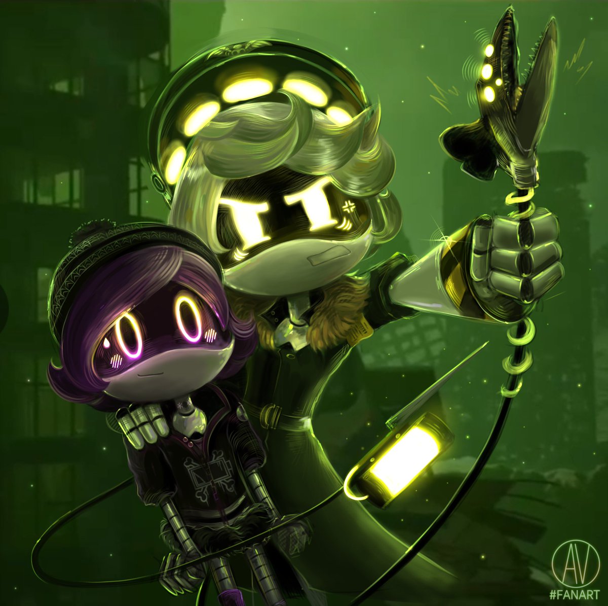 𝗗𝗼𝗻'𝘁 𝘁𝗼𝘂𝗰𝗵 𝗵𝗲𝗿! 😠💚
Idea by @SylwiaS98
#Nuzi #SerialDesignationN
#UziDoorman #murderdronesN #murderdronesUzi #murderdronesfanart