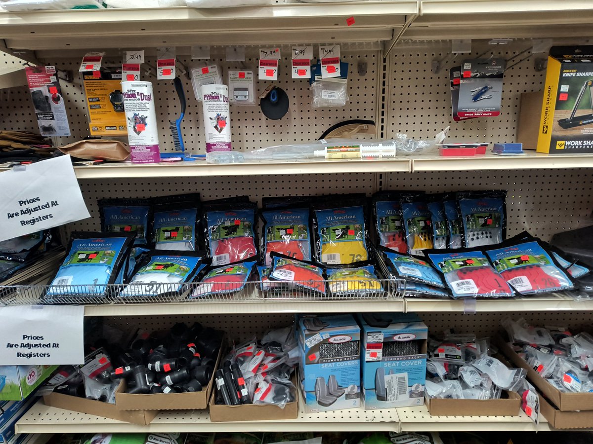 AmandaT1986's tweet image. O sent me down the clearance isle at the farm store to look at tags. It was a huge mess, falling off the shelf. OCD kicked in and it got organized. Now that I know what they have, I don't need any of them. Hope it helps the next person. #misadventureswithamanda #shelving