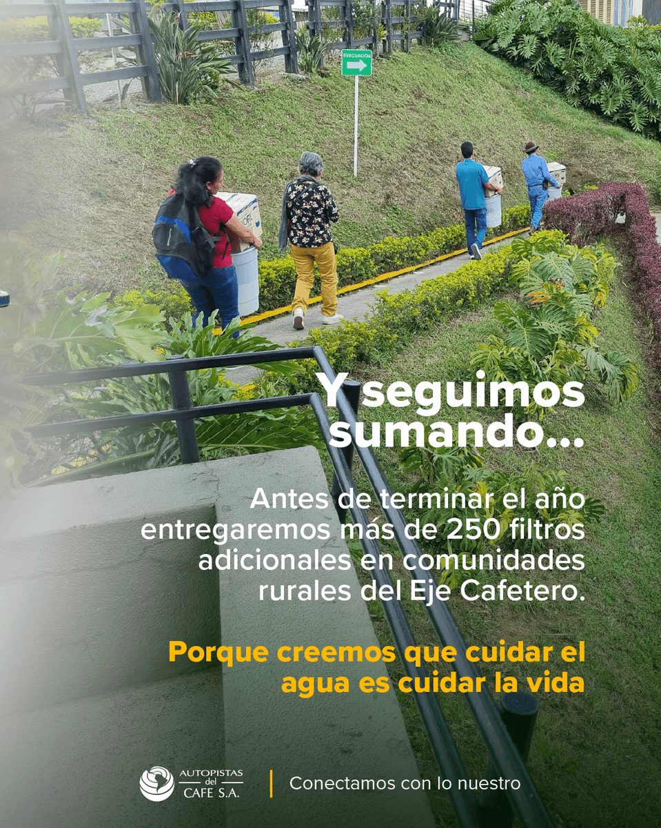 💧Mejoramos la calidad del agua a más hogares del Eje Cafetero 🌿

Este año, junto a <a href="/SomosOdinsa/">Odinsa</a>  y la Fundación Grupo Argos , hemos entregado 164 filtros de agua en los municipios de Circasia, Salento, Chinchiná y Santa Rosa de Cabal, beneficiando a familias que ahora pueden