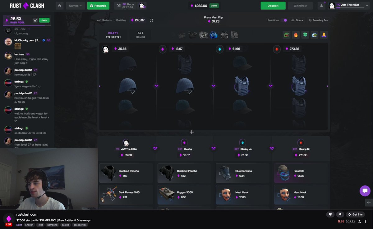 Live now on some Rust Clash officials!

With <a href="/issamezany/">Zany</a> 

twitch.tv/rustclashcom