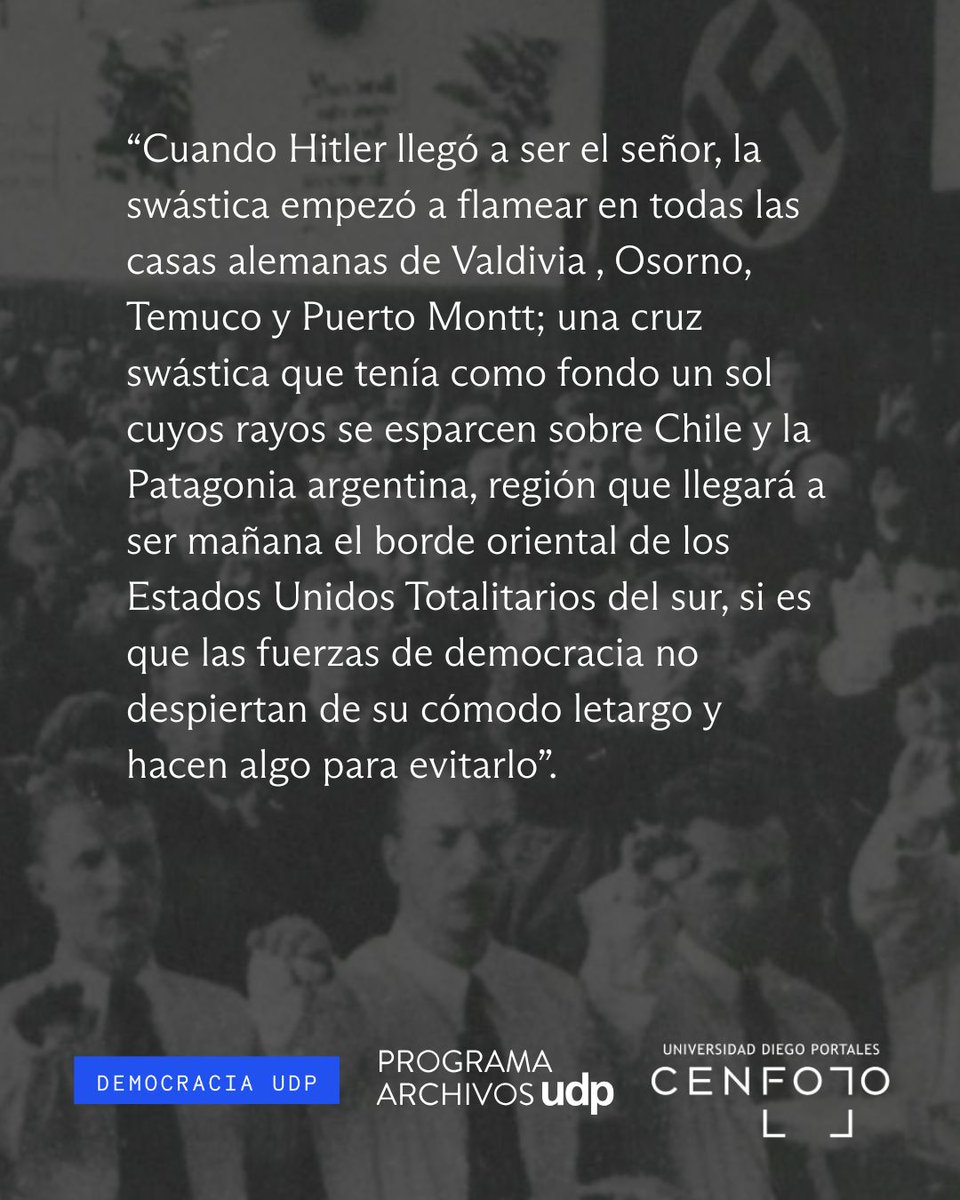 Democracia_UDP's tweet image. 📜 Nueva sección #TextosDeArchivo | En 1942, La Nación publicó “Los nazistas en Chile”, un texto traducido de Free World que mostraba cómo se hablaba del nazismo en el país de la época🗞️

👉Gracias a Archivos UDP y Cenfoto UDP, puedes leerlo en democracia.udp.cl