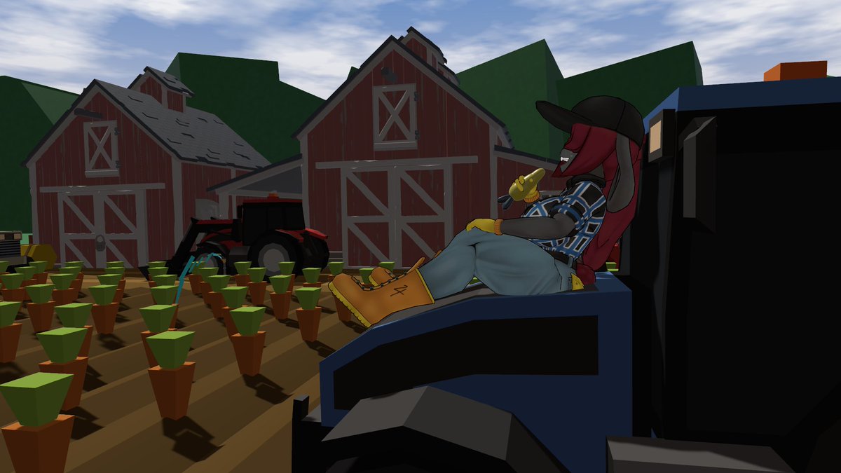 "Relaxing on the Farm"

As she watches her crops grow, Silvani takes a moment to enjoy the peace on her tractor as she eats a gold carrot. 
#bonfie #VRChat #fnia #fapnightsatfrennis