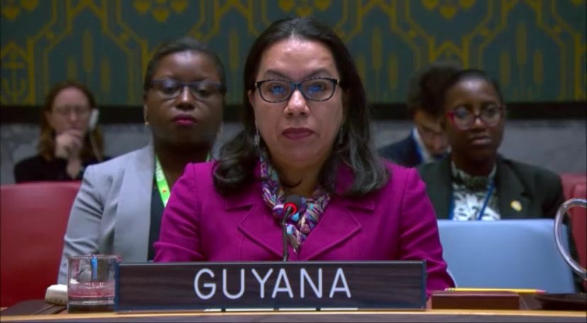 AfricanUnionUN's tweet photo. Today, the #UNSC held a meeting on #UNISFA, with H.E. Amb. Carolyn Rodrigues-Birkett, PR of @PMUN_GUY 🇬🇾 to the United Nations delivering a joint-statement on behalf of the #A3Plus
Read the full A3 Plus Statement here: https://t.co/DgLpWx6OAM https://t.co/rORaTPRXrg