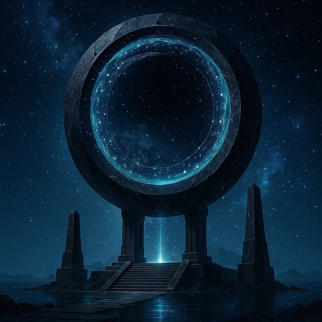 funfungen's tweet image. 🌠星玻璃の神殿  
空に浮かぶ透明の神殿。星の光が柱を透かし、床に銀の波紋を描く。静寂の宇宙に祈りが響く。  
#幻想風景 #神殿 #星空 #透明建築