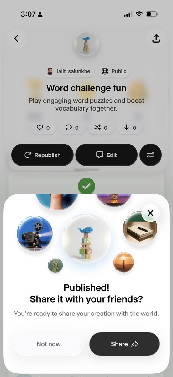 LalitSalunkhe's tweet photo. @wabi - My daughter and I built and published a word play app with Wabi in literally 60s. It’s really cool. My daughter was bored and she needed something to spend time. Wabi built it in under a minute !

It’s just unbelievable and amazing how far we came ! https://t.co/ZZoRi2DOtM
