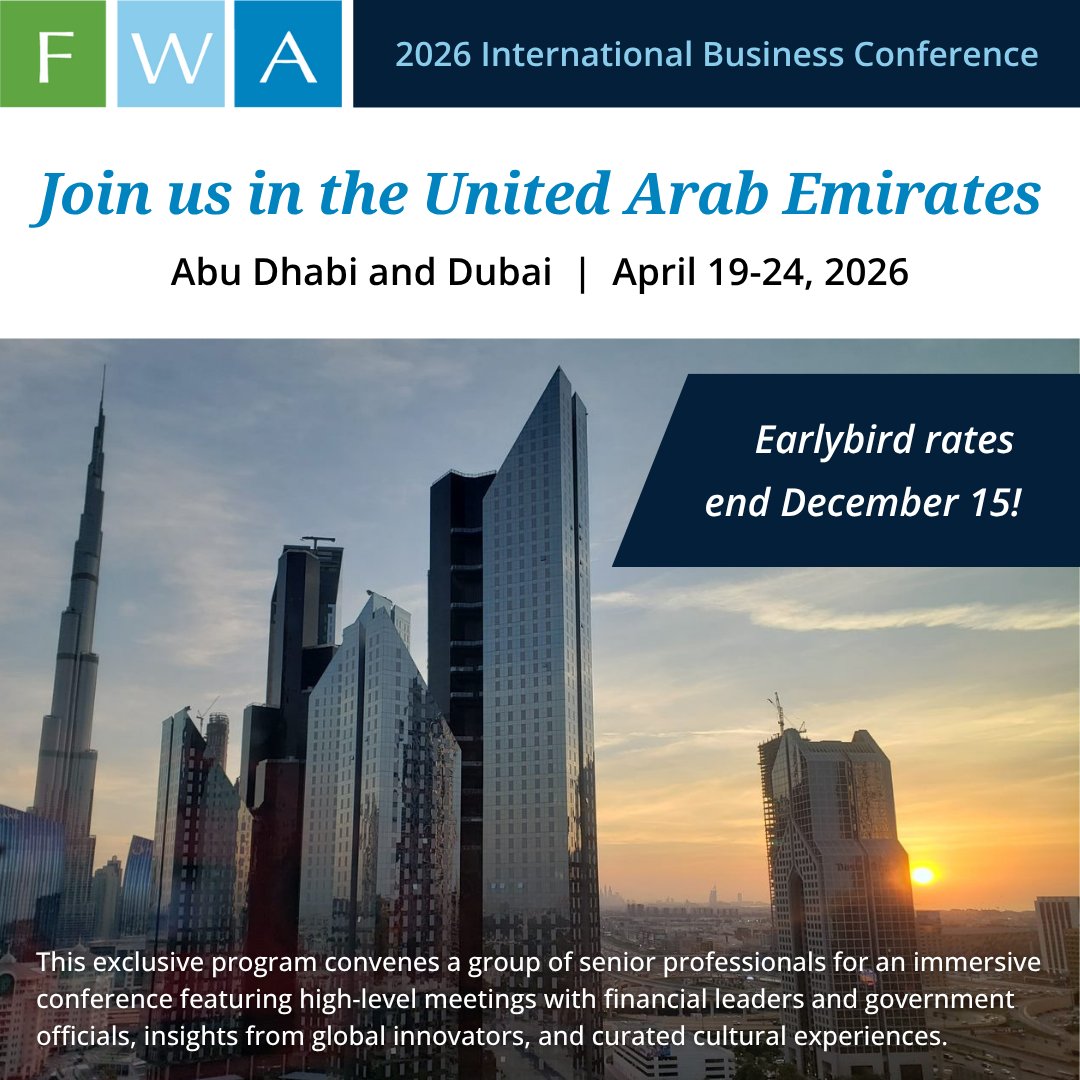 The right conversation can change how you lead, &amp; it starts in the UAE.
 Join us April 19–24, 2026 for FWA’s International Business Conference in Abu Dhabi &amp; Dubai. Global insights. Career-shaping connections. Early Bird ends Dec 15: bit.ly/3LAi4kA #FWAINUAE #Leadership