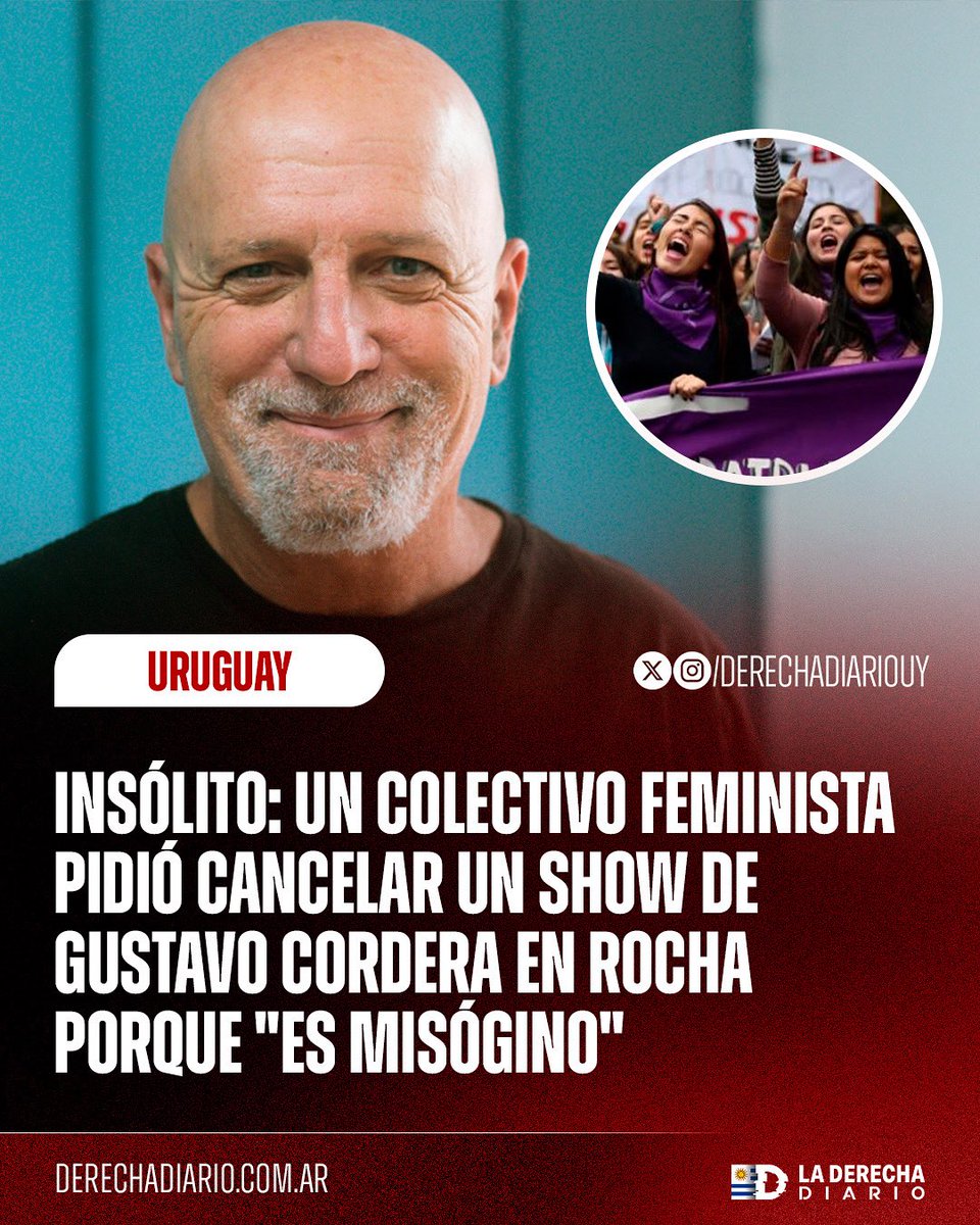 🇺🇾 | DICTADURA FEMINAZI: Un colectivo feminista en conjunto con un Edil del departamento de Rocha pidió cancelar un show de Gustavo Cordera  porque "es misógino" y "machista".