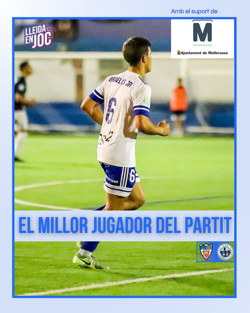 ⭐Miquel Graells, votat per #LleidaEnJoc com el millor jugador del partit!

⚽️Ha marcat un dels gols de l'any amb un xut des del mig del camp i ha deixat detalls de qualitat!⚔️

🤝amb el suport de l'Ajuntament de Mollerussa!

📸 <a href="/josepmribes/">Josep M Ribes Capell</a>

#MollerussaAtlèticLleida #LleidaEnJoc