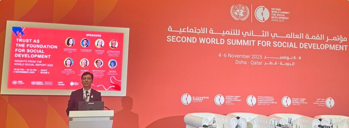 UNECOSOC's tweet image. “Trust in governments, institutions and between people, is a fundamental enabler of inclusive and sustainable development.

 Looking ahead to #UN80 and the 2027 #SDGSummit, we have a window to reset: 

-To rebuild trust; 
-To reimagine stronger multilateralism; and 
-To align our…