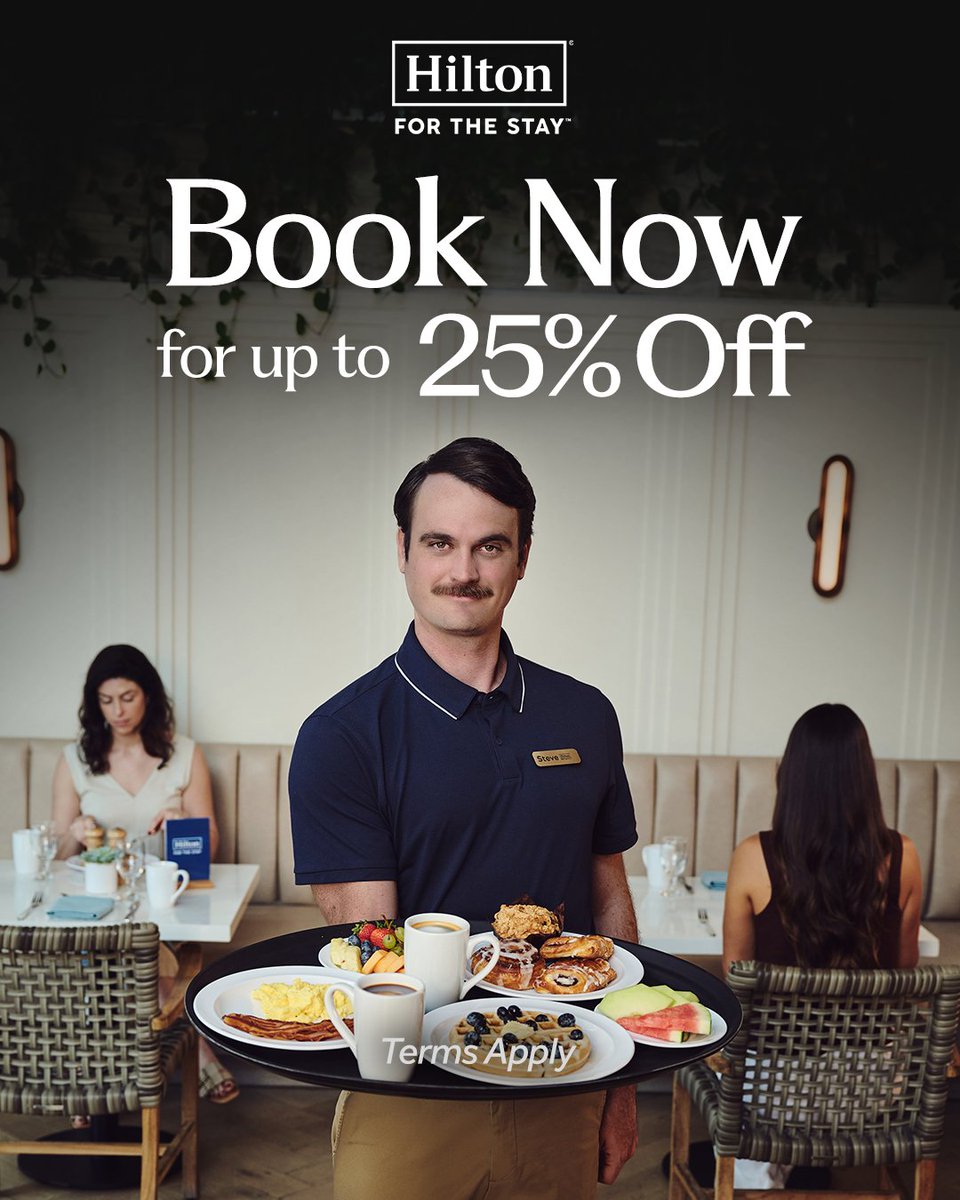 TrubyHilton's tweet photo. The Hilton Sale is back! Book your holiday escape now and save up to 25%. Terms apply. #TheHiltonSale https://t.co/KA4tSSiJQE https://t.co/bHll5Ms9l1