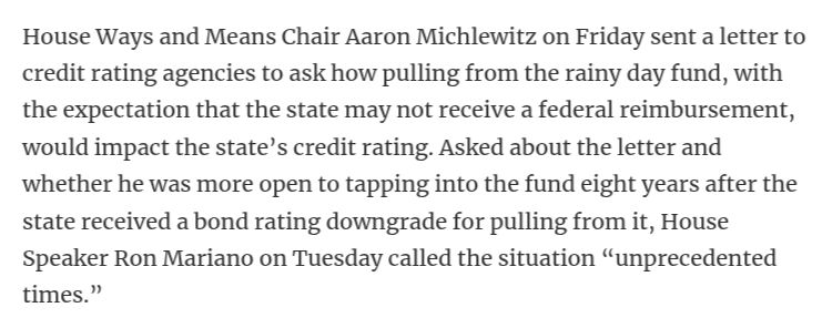 I ask again...what is the point of having a rainy day fund if you can't use it during a rainstorm?  

oh mighty ratings agencies, am I allowed to help poor people?