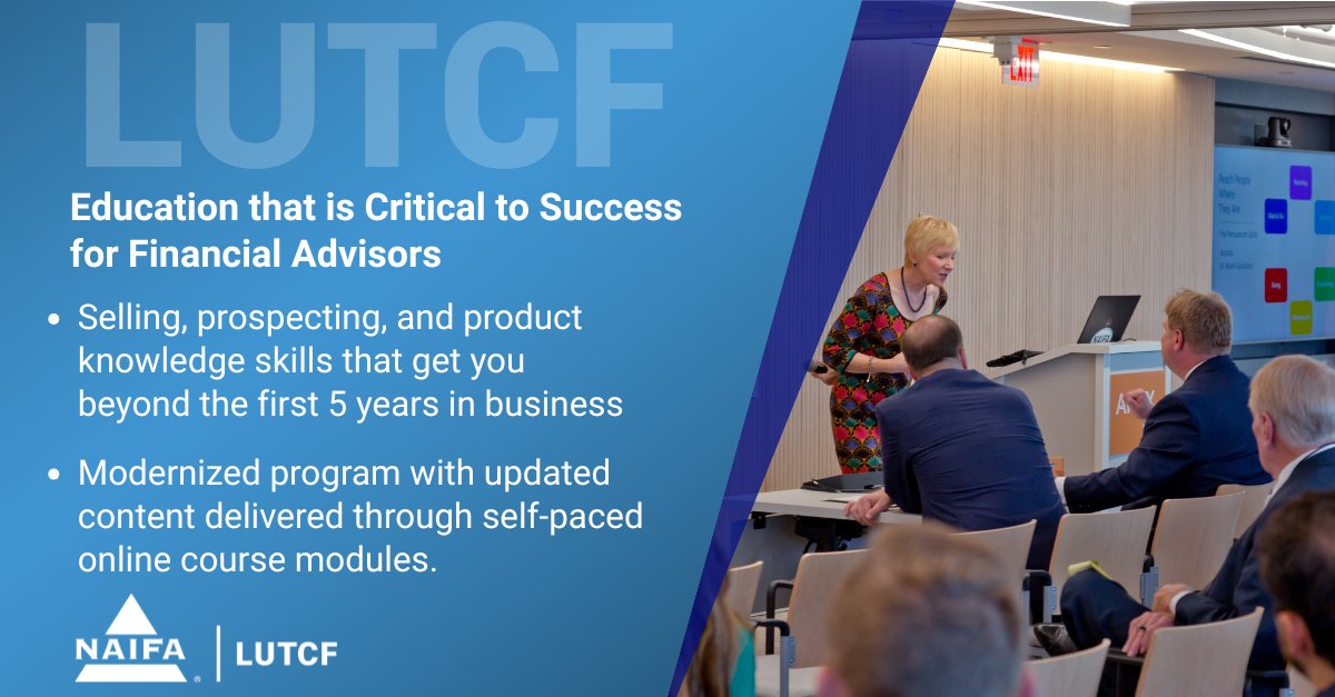 New to the industry? 🎓 The right education can define your success.
NAIFA’s LUTCF program builds the prospecting, selling &amp; planning skills every new advisor needs to thrive.
Become a NAIFA member to access LUTCF + more: hubs.ly/Q03RTx170

#EducateToElevate #NAIFAProud