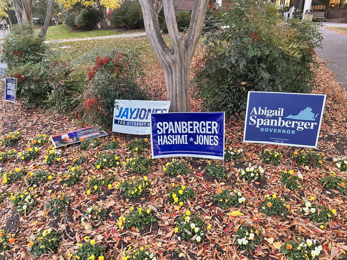 Didn’t take much time for the Republican campaign signs outside the VCU polling place to be toppled