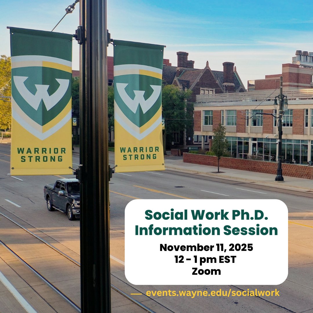 Thinking about a PhD in social work? Join our info session Nov. 11, 12–1 PM ET with Program Director Stella Resko, PhD. RSVP at events.wayne.edu/socialwork for the Zoom link.