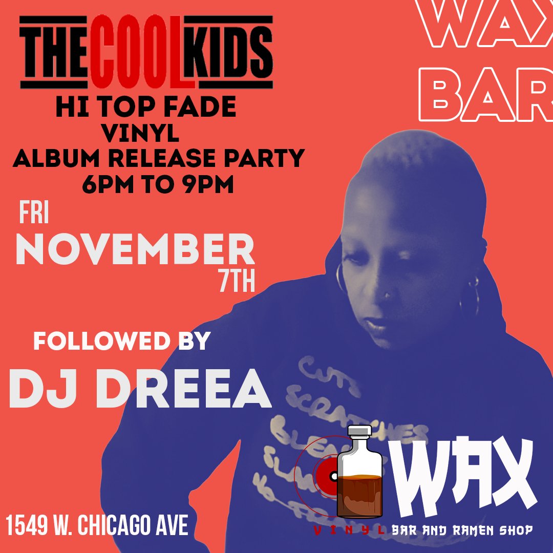 djdreea's tweet photo. @waxvinylbar will be having an Amazing week of programming!
THURSDAY, 11/6: hosting the @vinylcollectiv in conjunction with Vinyl Vibes with @joekollege. FRIDAY, 11/7: doing the release party for the @thecoolxkids new album, #hitopfade ...followed by @djdreea, #DJDreeaMuzic. SATURDAY, 11/8: the amazing @jdlp on the decks with @djleefarmer. and then on SUNDAY, 11/9: starting the Holiday Spades tournament sponsored by @remymartin with sounds on 45s by @djleefarmer and @diasfunkofficial. good music, good vibes, good time!