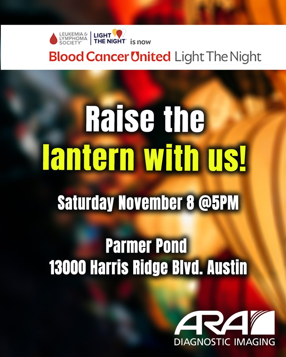 Together, we can bring light to the darkness of cancer. 💛

Join an ARA team by lighting the night away and making a difference that truly matters. 👉 pages.lls.org/ltn/ctx/austin…

#ARACares #ARA #LightTheNight #BloodCancerAwareness #TogetherWeShine #EndBloodCancer #BloodCancerUnited