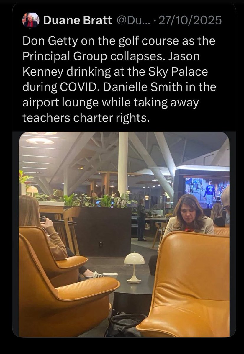 KnightLegg's tweet image. This Premier does the work. 

- Only a week ago Duane Bratt published on X a photo some creep took of the Premier waiting to take a redeye to the Middle East.  

- They tried to imply it was a holiday.  They knew it wasn’t - they were just angry she was leaving on a work trip…