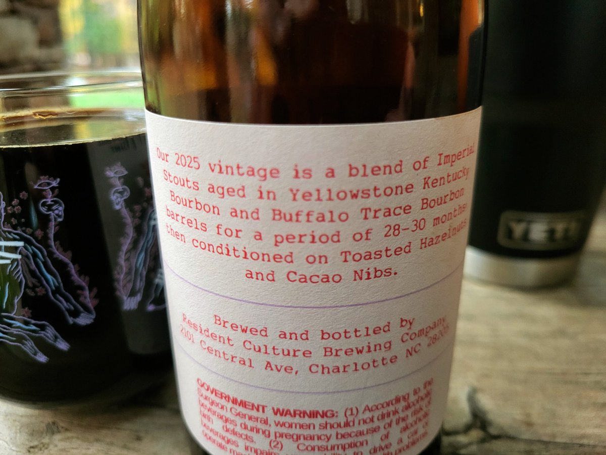 scottvillers's tweet image. Always stout season; even on a Wednesday #drinkcheck #properglassware #ncbeer @ResidentCulture &quot;Ego Death&quot; BBA Imperial Stout w/Hazelnuts &amp;amp; Cacao Nibs (2025)