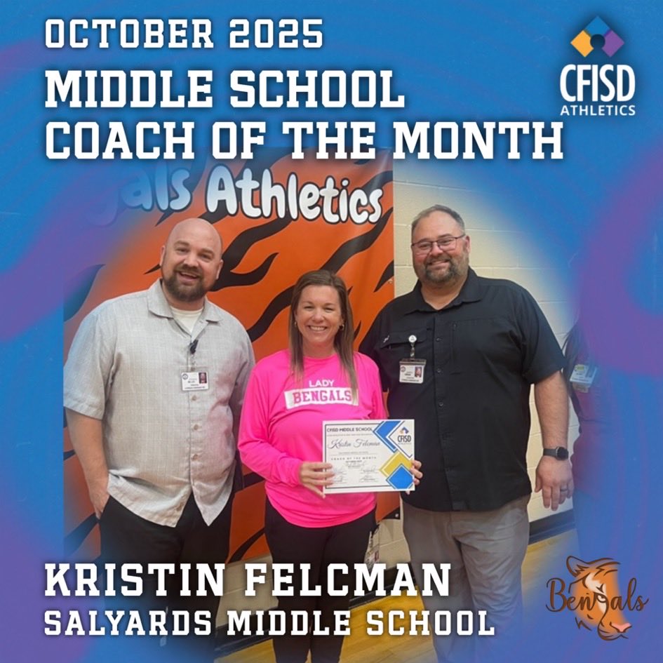 👀 who is CFISD “MS Coach of the Month” and 👀 who is getting a new pair of 👟!! Congratulations to Coach Ledwig &amp; Coach Felcman! They 🪨 🎸 🤘!!!
⁦<a href="/CFISDAthletics/">CFISDAthletics</a>⁩ ⁦<a href="/CyFairISD/">Cypress-Fairbanks ISD</a>⁩ ⁦<a href="/THSCAcoaches/">THSCA</a>⁩ ⁦⁦<a href="/AustinTGCA/">TGCA</a>⁩ ⁦<a href="/salyardsms/">Salyards MS</a>⁩ 
⁦<a href="/SpragueCubs/">SpragueCUBS</a>⁩