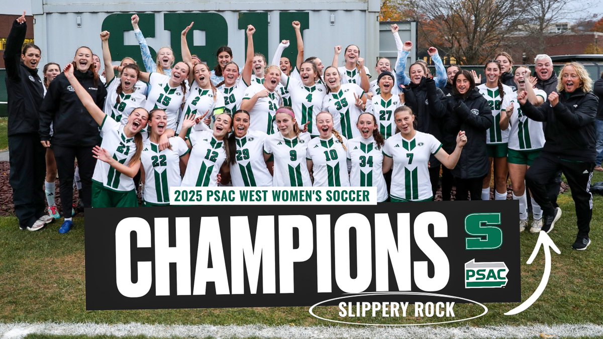 WSOC: CHAMPS!! No. 25 Slippery Rock downs Seton Hill 3-1 to wrap up the outright PSAC West title and the No. 1 seed in the upcoming PSAC Playoffs. It's the first division title for SRU since 2019. Head coach Noreen Herlihy is back on top of the West in her first year back at SRU!