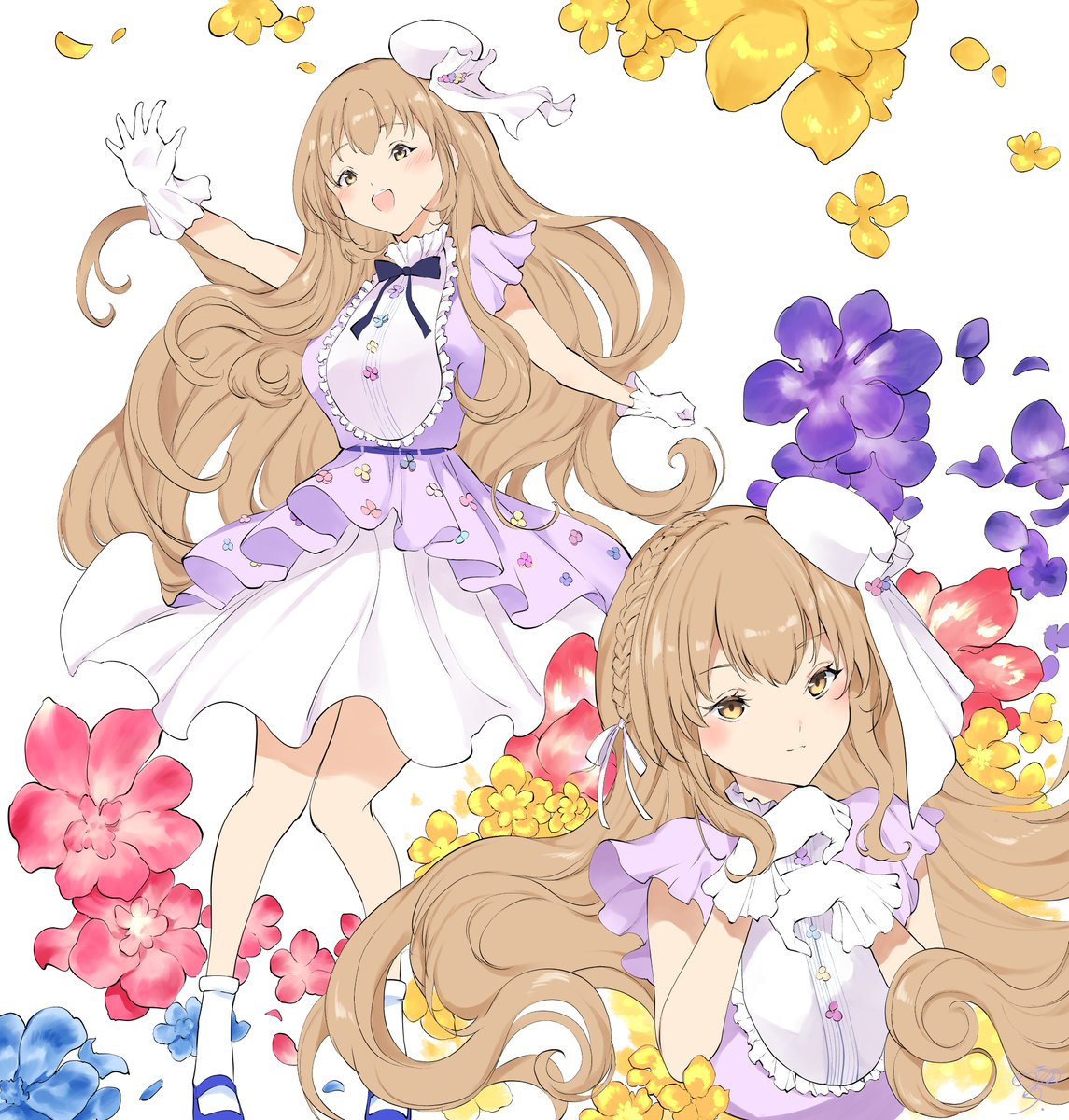シスター・クレア 「『花と花』 #描いたよクレアさん #いい推しの日」|月岡エイタ🔔のイラスト