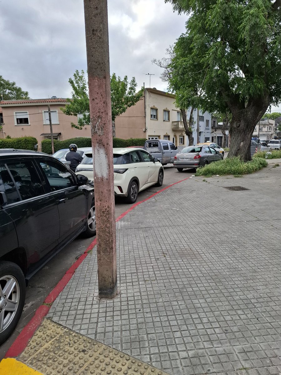 Vehículos "detenidos" en cordón rojo, en una calle doble mano en la que no se debería estacionar en ningún sentido. El problema de los autos son los propios autos. No hay que declarar la guerra a los autos, se ha dicho, por ahora no se ha hecho mucho por que ocupen menos espacio.