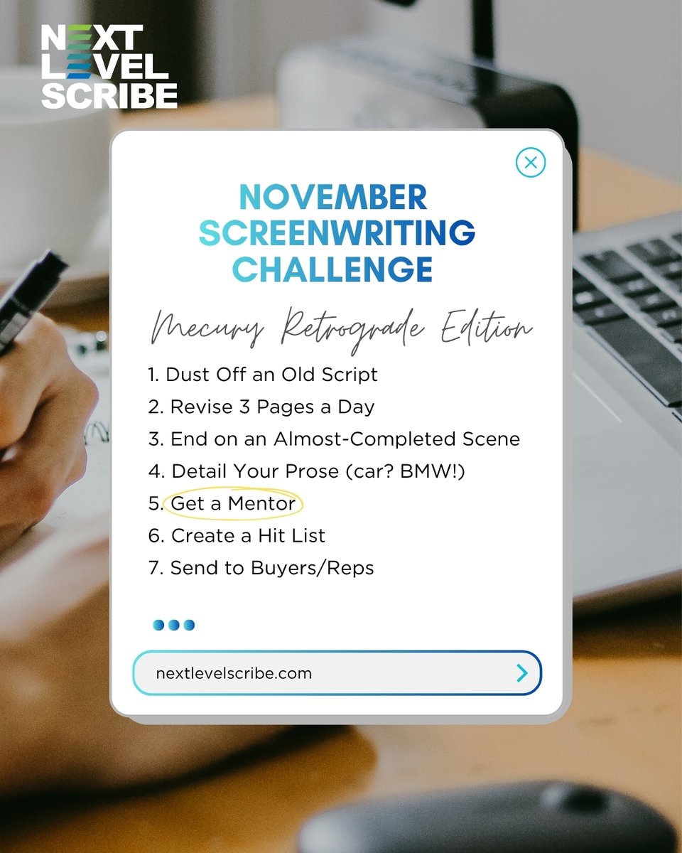 Mercury’s going into retrograde — which means it’s the perfect time for revision. 💫

Join the November Screenwriting Challenge: Mercury Retrograde Edition

Chaos is temporary. Great writing is forever.
👉 nextlevelscribe.com