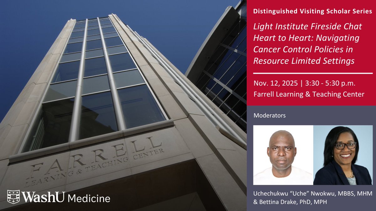 The Light Institute is pleased to offer their Distinguished Visiting Scholar Series on November 12, 2025.⁠⁠

This event will be moderated by Distinguished Visiting Scholar, Uchechukwu “Uche” Nwokwu, MBBS, MHM, and Bettina Drake, PhD, MPH.
⁠
Link&gt; internalmedicine.wustl.edu/events/event/d…